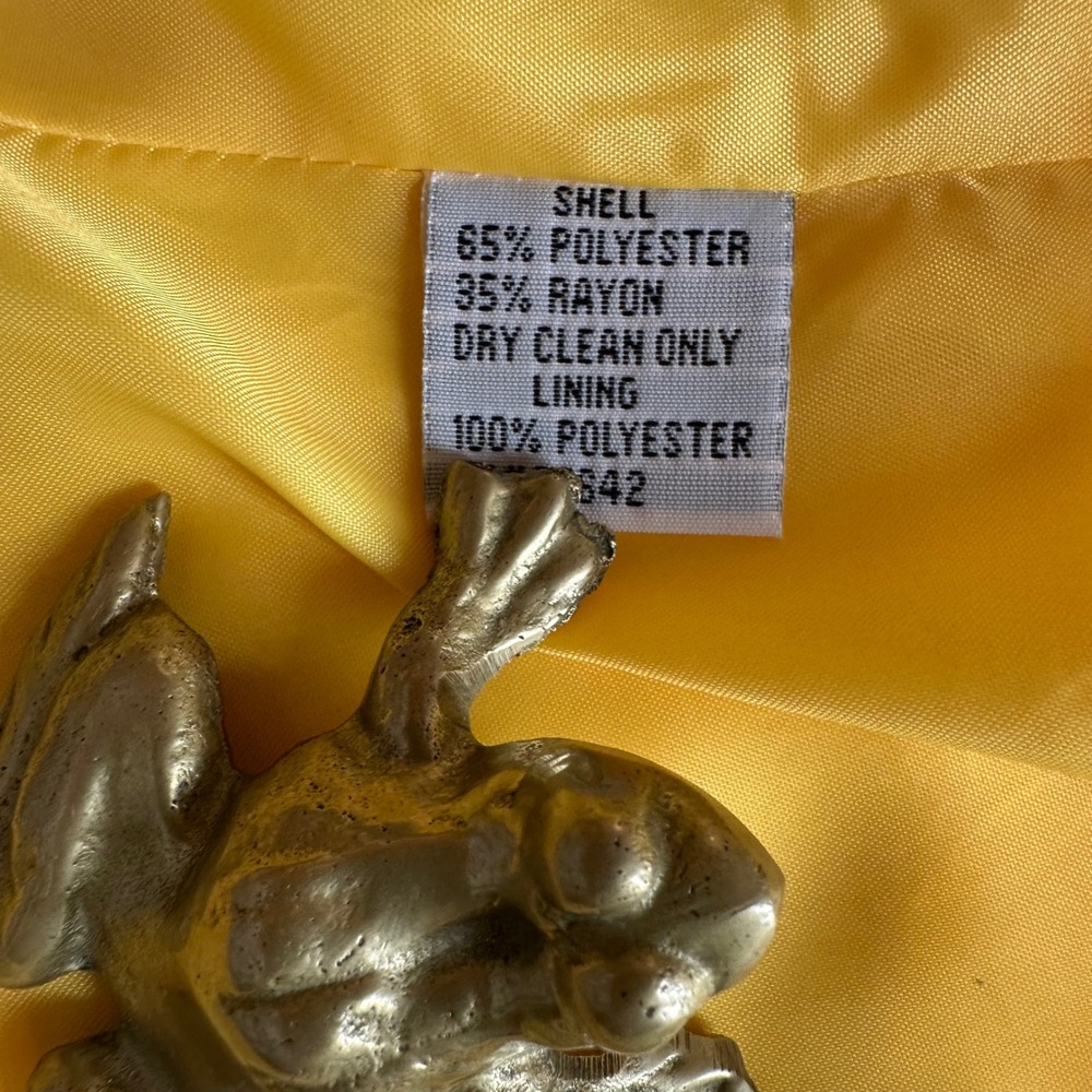 Morgan Miller Yellow Rayon Polyester 2 Pc Skirt Suit Size 8 Petite Career - Picture 15 of 16